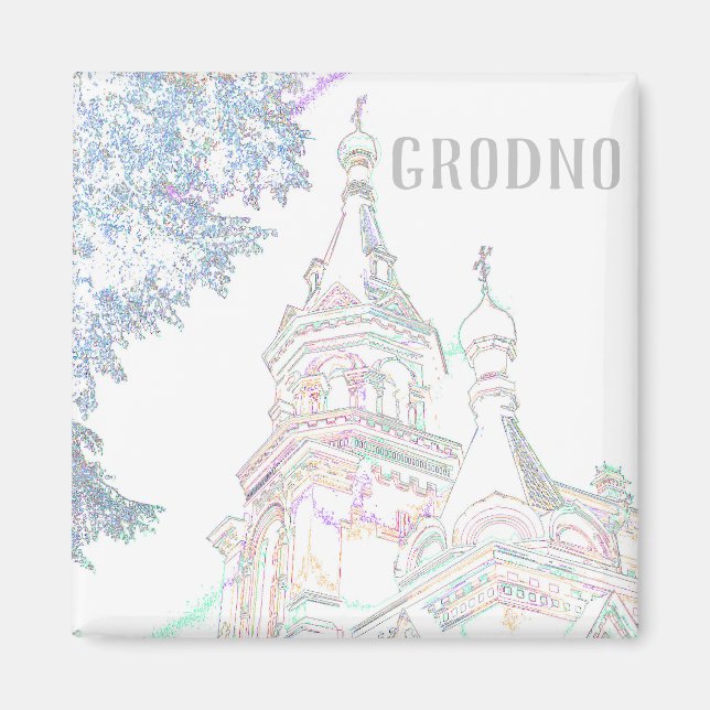 Vitryssland Hrodna Grodno Stilisert Arkitektur Mag Magnet (Framsidan)