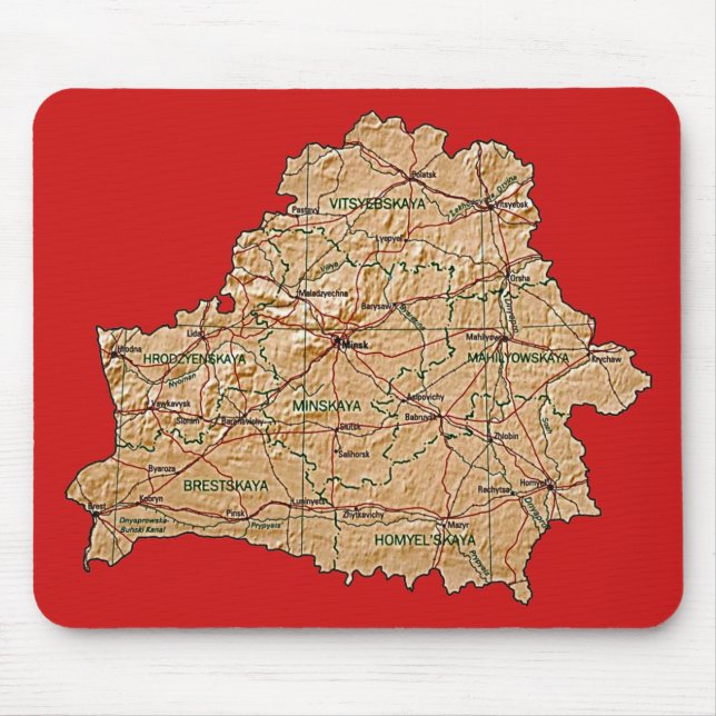 Vitryssland karta Mousepad Musmatta (Framsidan)