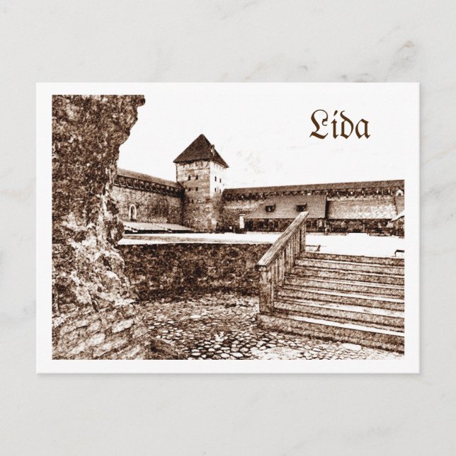 Vitryssland Lida stadsbild Stad Slott Arkitektur Vykort (Framsida)