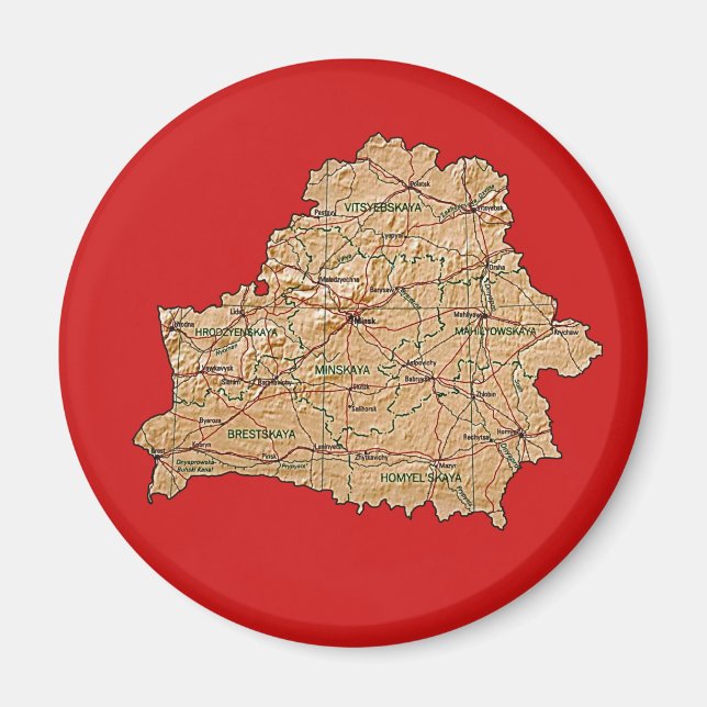 Vitryssland Magnet med Karta (Framsidan)