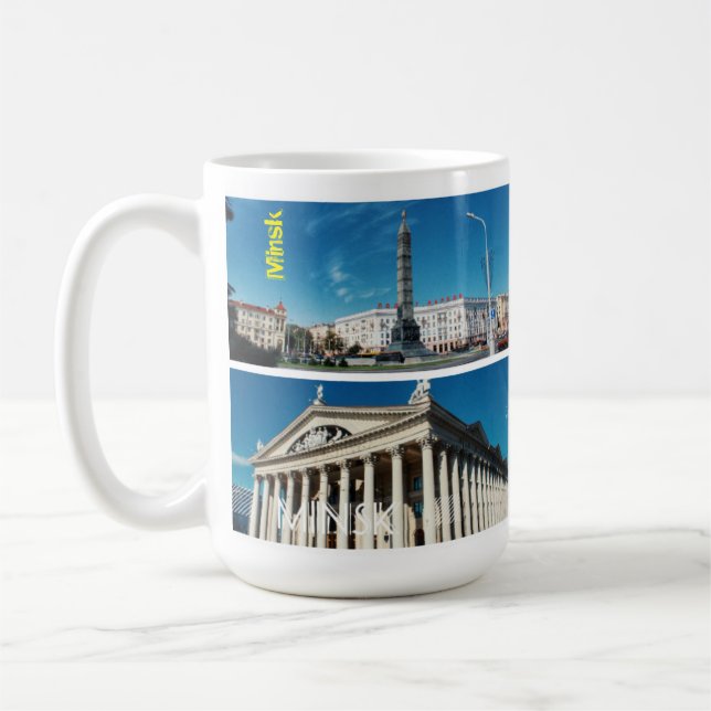 Vitryssland Minsk Architecture Cityscape Collage Kaffemugg (Vänster)