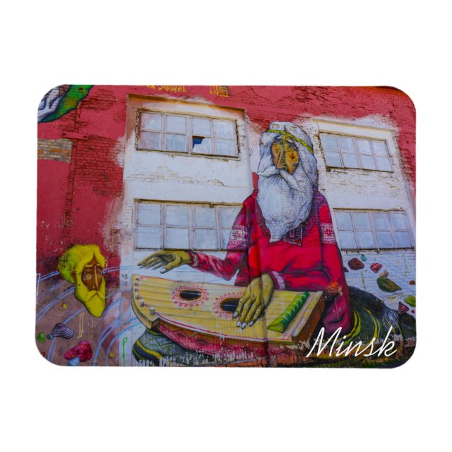 Vitryssland Minsk Architecture Cityscape Graffiti Magnet (Horisontell)