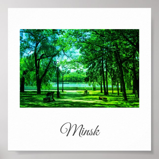 Vitryssland Minsk Park Life Cityscape Poster (Framsidan)