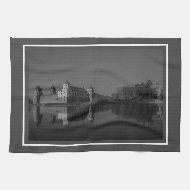 Vitryssland Mir Castle Architecture Monochrome Kökshandduk (Horisontell)