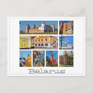 Vitryssland Mir slott Arkitektur Collage vykort
