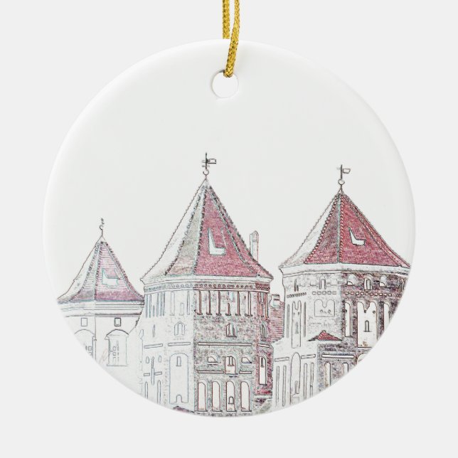 Vitryssland Mir slott Arkitektur Julgransprydnad Keramik (Framsidan)