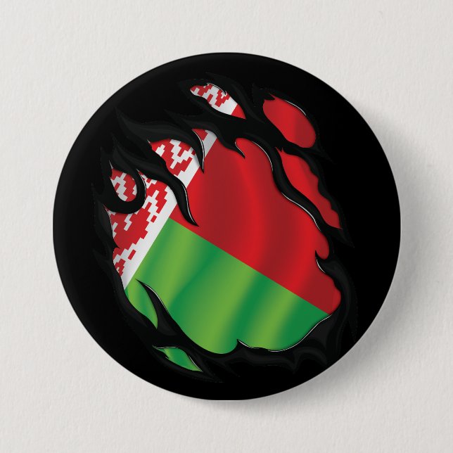 Vitryssland Rippad Flagga Knapp (Framsida)
