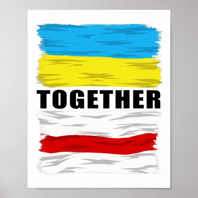 Vitryssland Stöder Ukraina Stoppa Krig Tillsammans Poster (Framsidan)