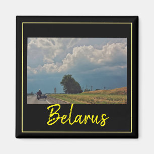 Vitryssland Travel Biker Road Landcape Magnet