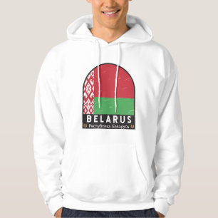 Vitrysslands Flagga Emblem Distress-Vintage Hoodie