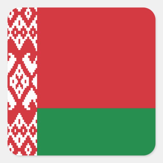 Vitrysslands flagga fyrkantigt klistermärke (Framsida)