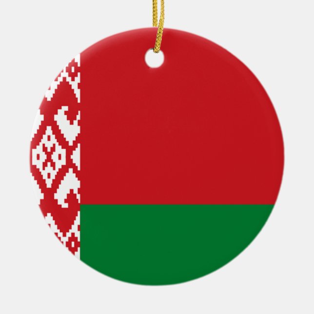 Vitrysslands flagga julgransprydnad keramik (Framsidan)