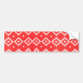 Vitrysslands folkrödvita Mönster Bumper Sticker Bildekal