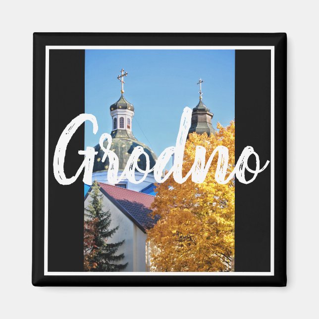 Vitrysslands Grodno-arkitektur Landcape Magnet (Framsidan)