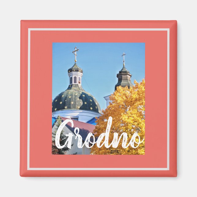 Vitrysslands Grodno-arkitektur Landcape Magnet (Framsidan)