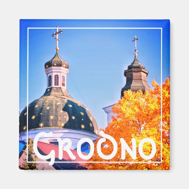 Vitrysslands Grodno-arkitektur Landcape Magnet (Framsidan)