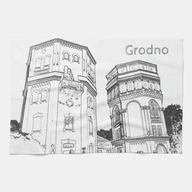 Vitrysslands Grodno Hrodna Cityscape Architecture Kökshandduk (Horisontell)