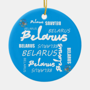 Vitrysslands nationella blåklint julgransprydnad keramik