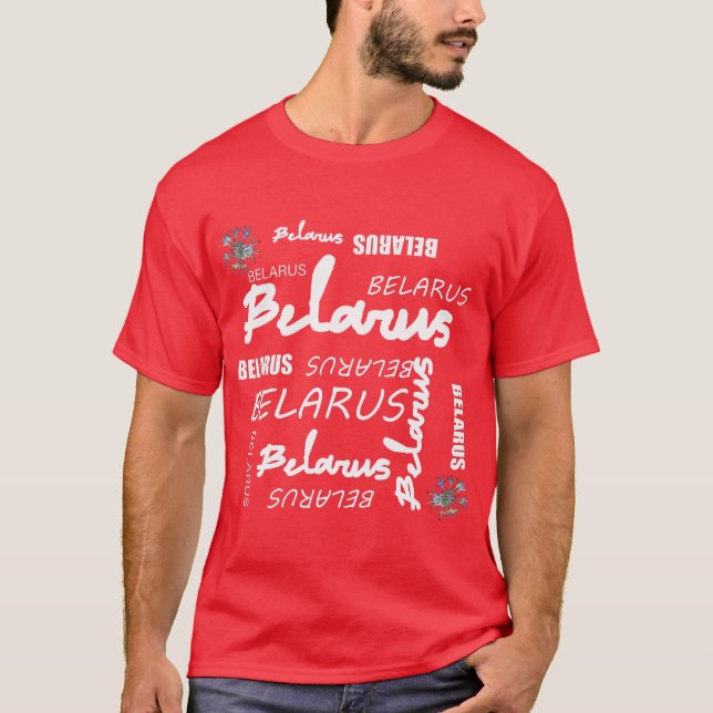 Vitrysslands nationella blåklint t shirt (Framsida)