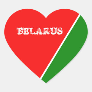 Vitrysslands nationella Flagga Färg Hjärtformat Klistermärke