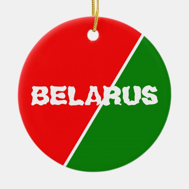 Vitrysslands nationella Flagga Färg Julgransprydnad Keramik (Framsidan)