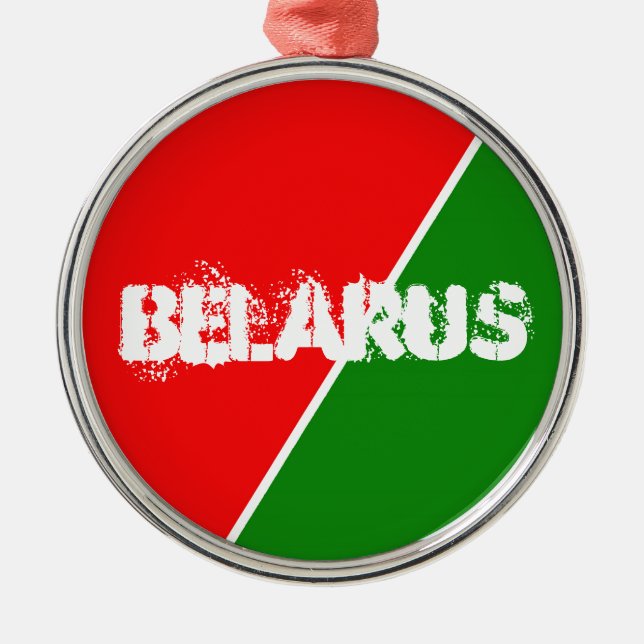 Vitrysslands nationella Flagga Färg Julgransprydnad Metall (Framsidan)