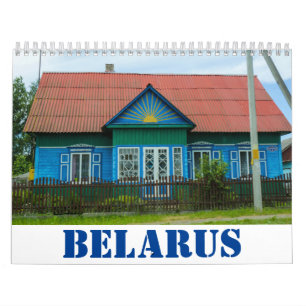 Vitrysslands naturlandskap Huts gamla hus Kalender