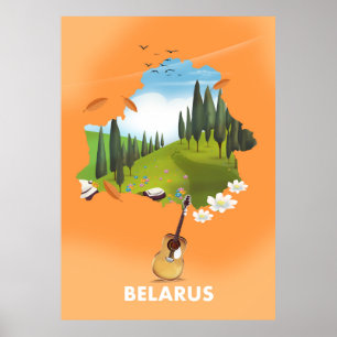 Vitrysslands reseaffisch i Karta. Poster