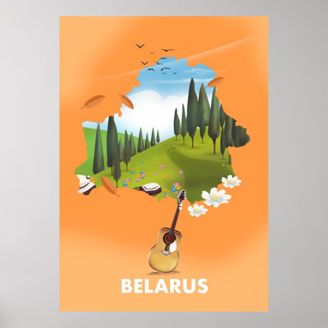 Vitrysslands reseaffisch i Karta. Poster (Framsidan)