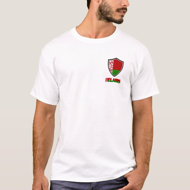 Vitrysslands sköld flagga T-Shirt (Framsida)