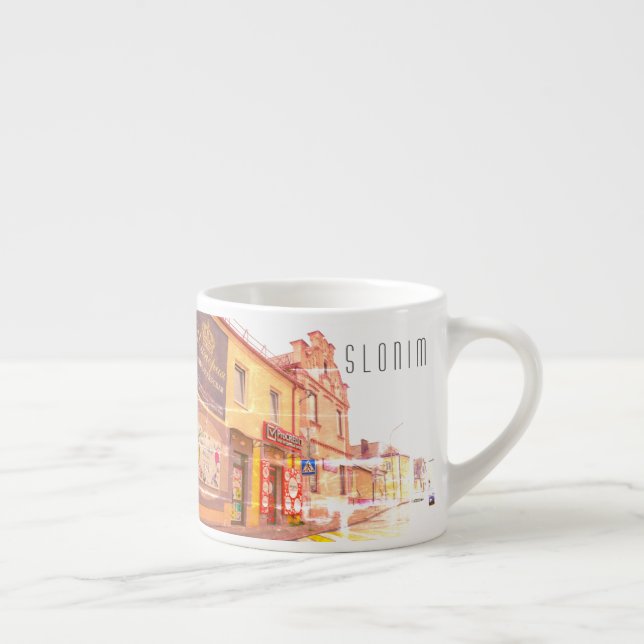 Vitrysslands stadsjearkitektur i Slonim City Town  Espressomugg (Höger)
