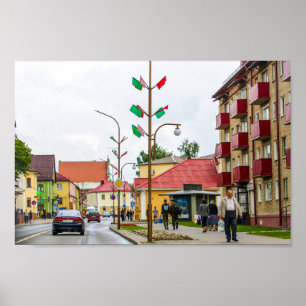 Vitrysslands stadsjearkitektur i Slonim City Town Poster