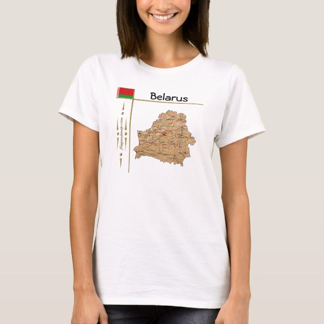 Vitrysslandskarta + Flagga + Titel T-Shirt (Framsida)