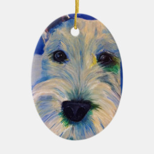 Vitschnauzer'sen HÄRSKAR! Julgransprydnad Keramik