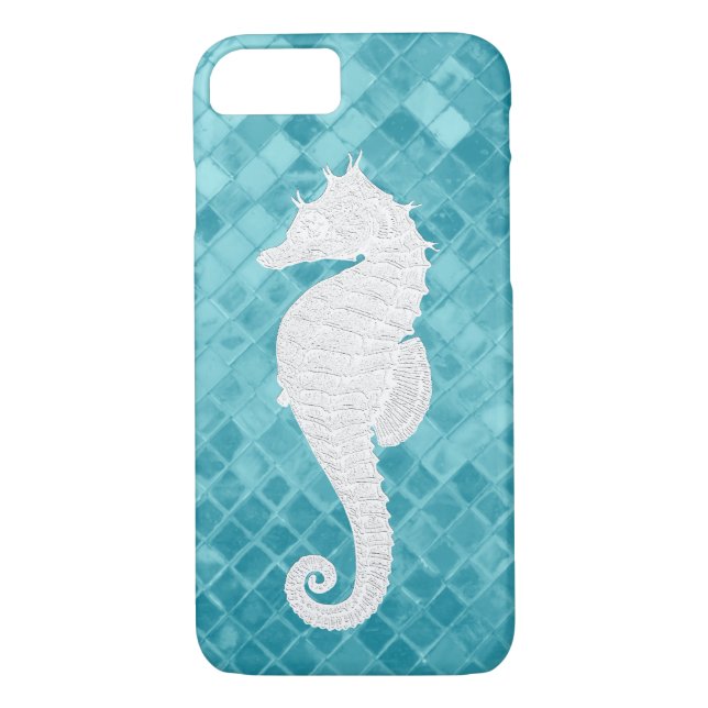 VitSeahorse på Aquahavsexponeringsglas Case-Mate iPhone Skal (Baksida)