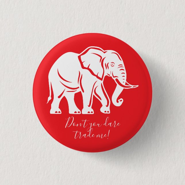 Vitsgift Vit Elefant Knapp (Framsida)