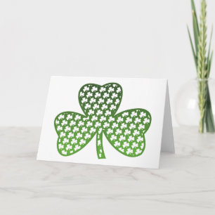 VitShamrocks i grönt Shamrockhälsningkort Kort