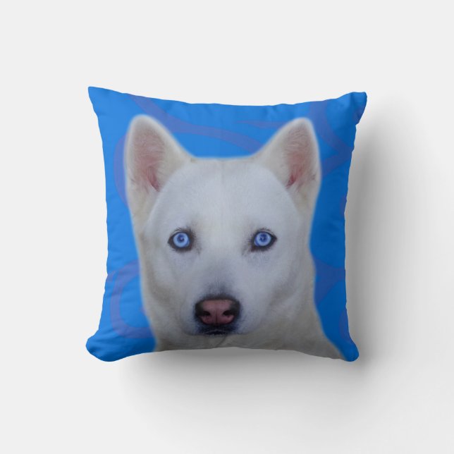 Vitsiberian husky kudde (Framsida)