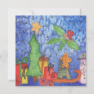 Vitsidig julfärsfärgsmålning, vattenfärgsfärg kort
