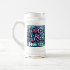 Vitsidig oktopus Blommigt Teal Coastal Personlig Sejdel