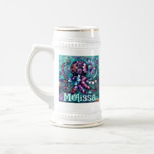 Vitsidig oktopus Blommigt Teal Coastal Personlig Sejdel