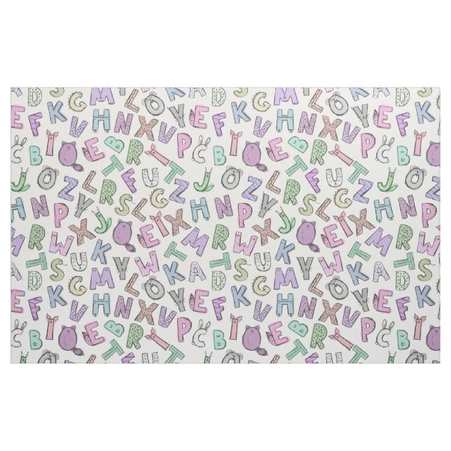 Vitsidigt doodlalfabet brev tyg (Fat Quarter)