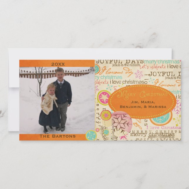 Vitsidigt fotopatkort för julfotboll, Helgdag Julkort (Framsida)