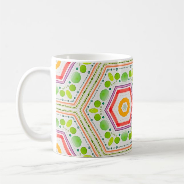 Vitsiga hexagoner, boho kaffemugg (Vänster)