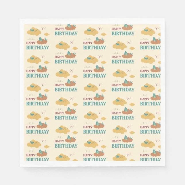 Vitsiga moln färgstarka Grattis på födelsedagen Pappersservett (Framsidan)
