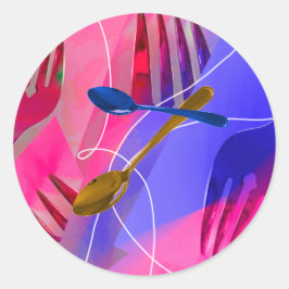 Vitsiga spatsar och formar runt klistermärke