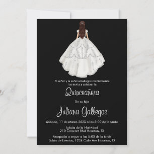 Vitsilhuette Quinceañera-inbjudan Inbjudningar