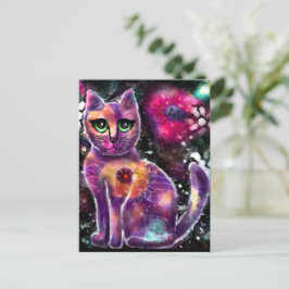 Vitsisk Abstrakt Blommigt Kattunge Black Rosa Vykort