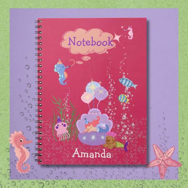 Vitsisk bärbar havsdator anteckningsbok (Cute Under the Sea Notebook. Easy to personalize the Title and Name.)