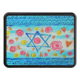 Vitsisk israelisk flagga med blommor och hjärta dragkroksskydd